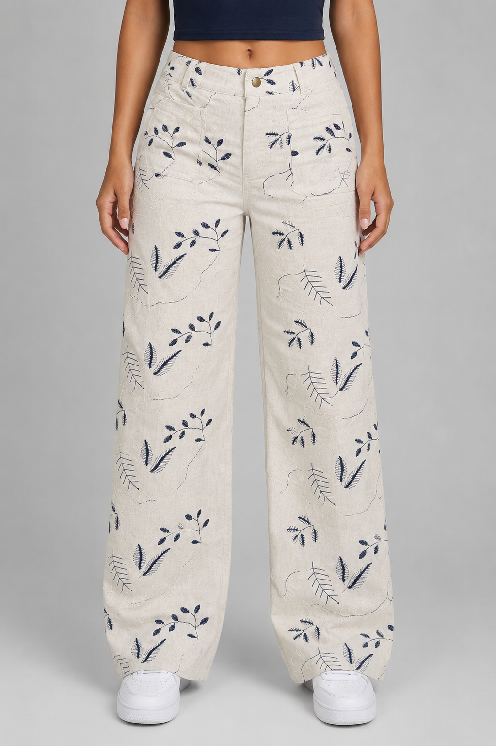 PANTALÓN BORDADO HOJAS