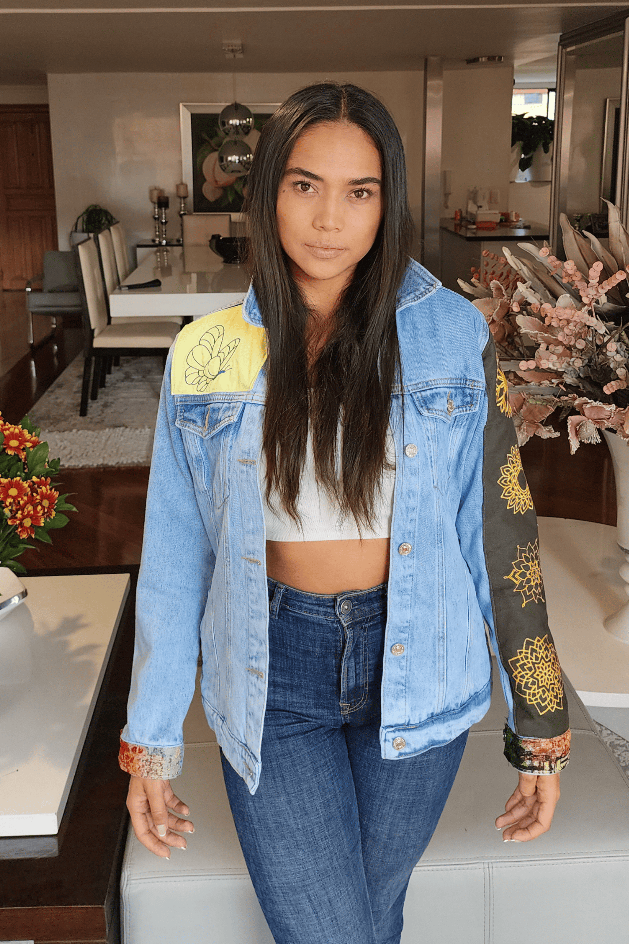 CHAQUETA DENIM MANGAS COLORFUL