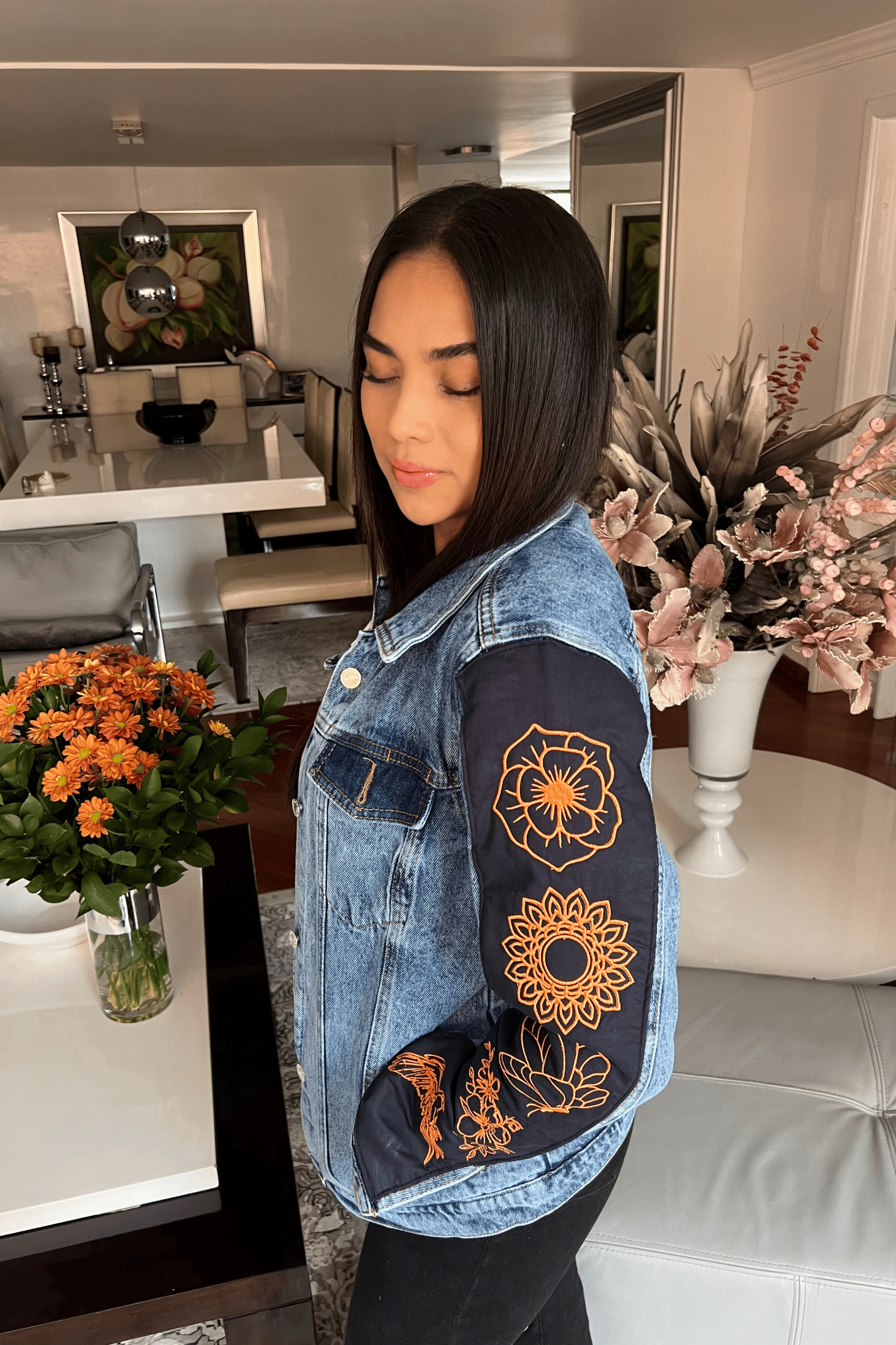CHAQUETA FLOWER SOUL DENIM