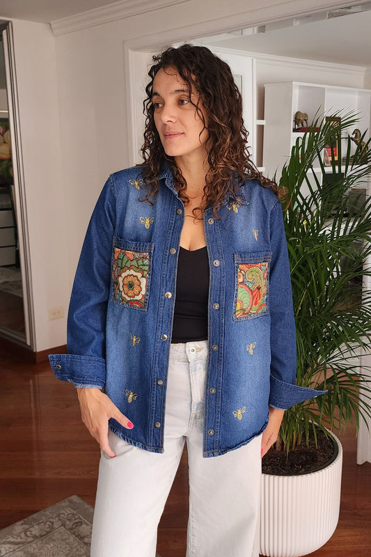 CAMISA DENIM CHAQUETA ABEJAS