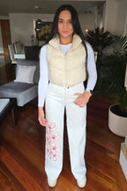 PANTALÓN CRUDO BORDADOFLORES