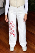 PANTALÓN CRUDO BORDADOFLORES