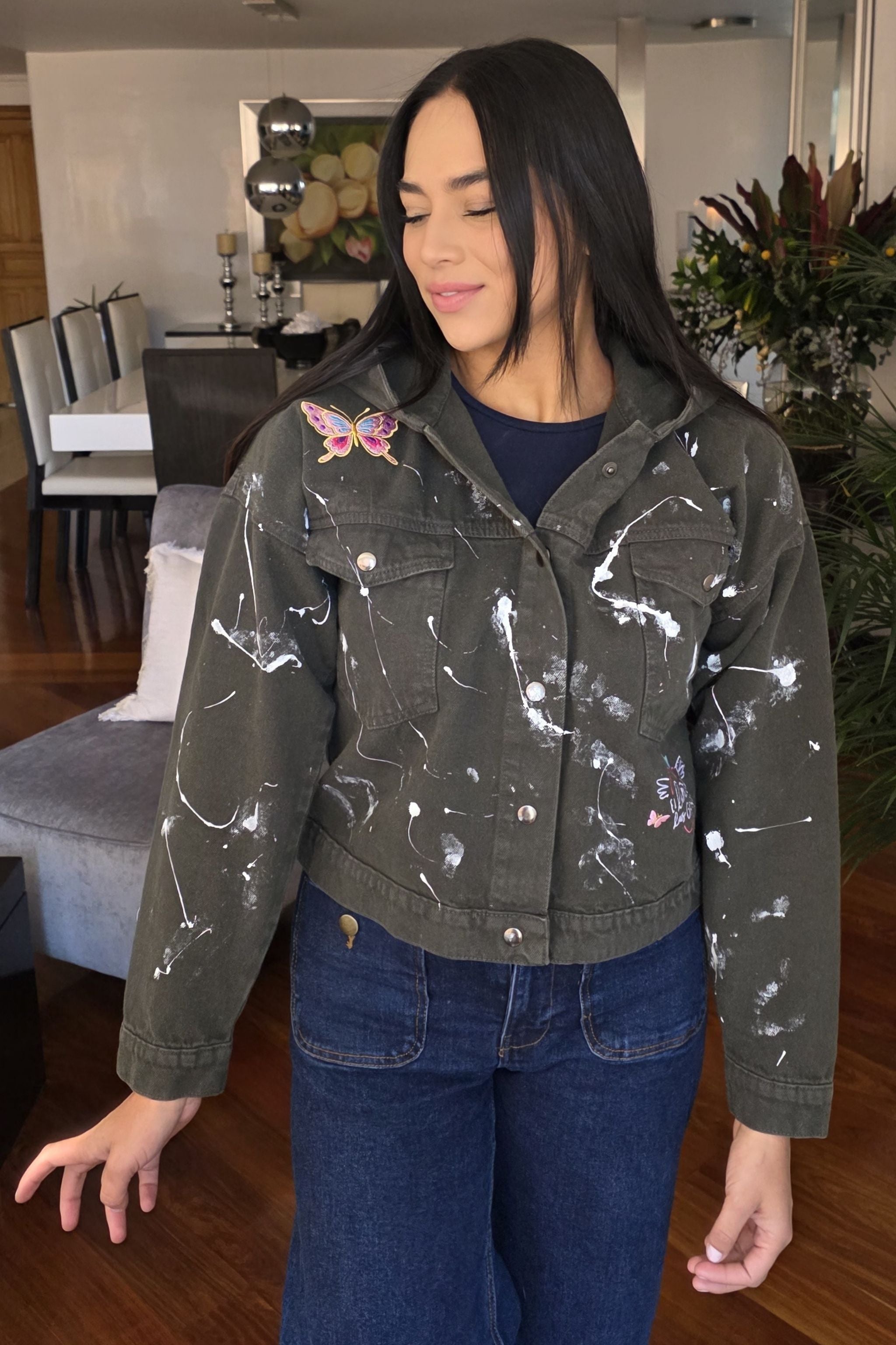 CHAQUETA CROP MARIPOSAS