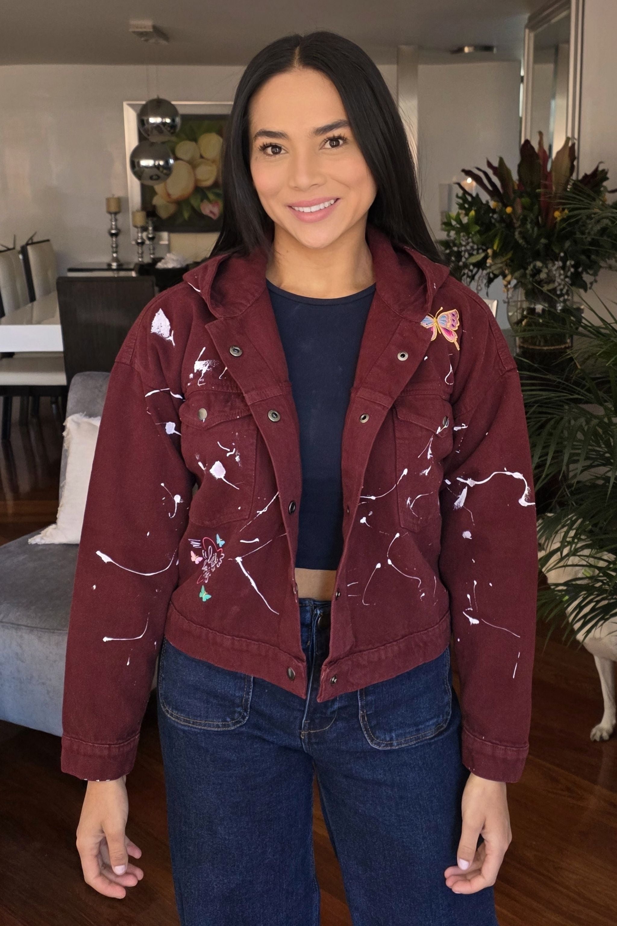 CHAQUETA CROP MARIPOSAS